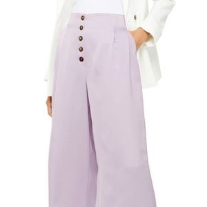 Topshop Coco Satin Wide Leg Crop Trouser Lilac NWT